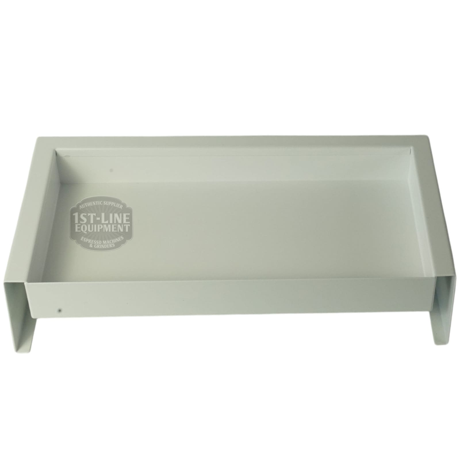 The Torre T02BAC001BS Peppina Matte White Drip Tray T02 elevates cups closer to the espresso machine’s spouts above the drip tray for improved brewing. The 1st-Line Equipment logo appears on the left inner side. © 2025 1st-line.com