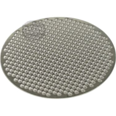 The V313K Stainless Steel Screen for ESE Pod Portafilter is a round metal disc with a grid of small raised bumps on its surface, similar to a textured stainless steel screen. © 2025 1st-line.com
