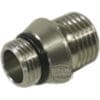 The V316K Stainless Steel Nipple for Water Steam Pipe with O-ring is a metallic threaded adapter that connects different sized fittings—perfect for plumbing, steam pipes, or espresso machine installations. © 2025 1st-line.com