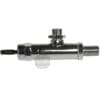 The V321K JOYSTICK STEAM/WATER LEVER TAP is a shiny metal cylinder with threaded connectors on both ends and a central top port, resembling components in steam lever tap assemblies, displayed against a white background. © 2025 1st-line.com
