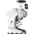 The Quamar Sirio-Q Espresso Coffee Grinder features a sleek white design, digital display on the top right, clear bean hopper, and a portafilter holder below its grinding mechanism for a modern, futuristic look. © 2025 1st-line.com