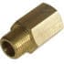 The V..319A 3/8F-3/8M Extended Fitting is a brass hex adapter with female and male threaded ends, ideal for plumbing or mechanical connections. © 2025 1st-line.com