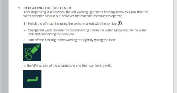 Photo of App Screen for Water Softener Reset