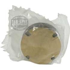 A round, brass-toned metal part with four holes, made for the ACS Safety System, comes sealed in a clear plastic bag marked with the white 1st-Line Equipment logo. © 2025 1st-line.com