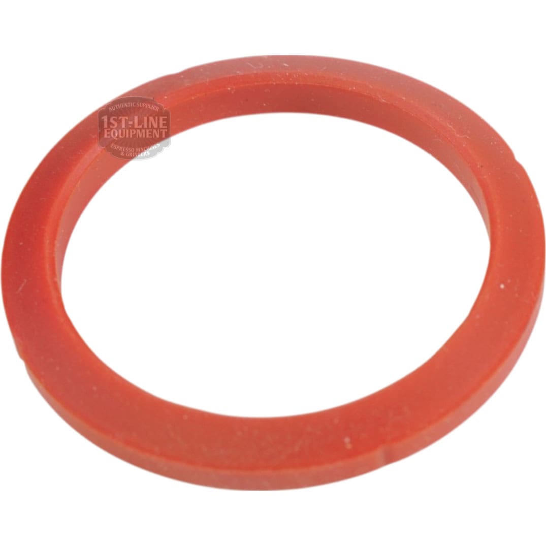 A Cafelat NS 2 Red Silicone Portafilter Gasket for Nuova Simonelli (71x56.5x8.3mm) is shown lying flat on a white background. © 2025 1st-line.com