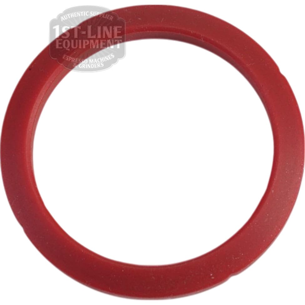 The Cafelat NS 2 Red Silicone Portafilter Gasket for Nuova Simonelli (71x56.5x8.3mm) is a flat, circular gasket shown from above on a white background. © 2025 1st-line.com