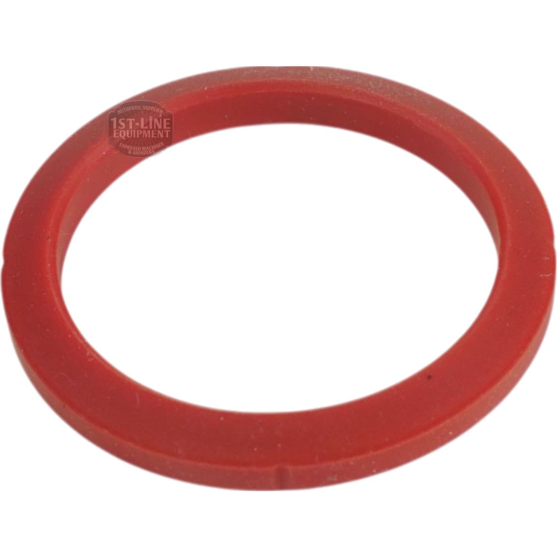 The Cafelat NS 2 Red Silicone Portafilter Gasket for Nuova Simonelli (71x56.5x8.3mm) is a flat, circular, red gasket with a smooth surface, displayed against a white background. © 2025 1st-line.com