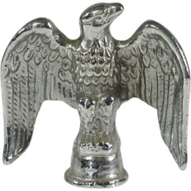 The Elektra 00658021 Chrome Eagle for Mini Verticale (A1C chrome) is a shiny silver figurine with spread wings, perched on a rounded base—textured feathers and bold beak make it a striking collectible. © 2025 1st-line.com