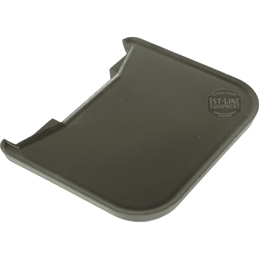 The Lelit 3700050 William Grind Drip Tray is a black, rectangular plastic tray with two indented notches on one side and a rounded corner, designed for compatibility with espresso machines. © 2025 1st-line.com