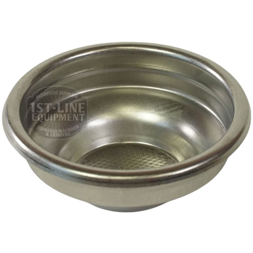 The Torre FILT0008 Peppina Premium Pack 1-cup Filter Basket is a stainless steel basket with a perforated bottom for ground coffee, compatible with espresso machines, and ideal for the Peppina Premium Pack. © 2025 1st-line.com