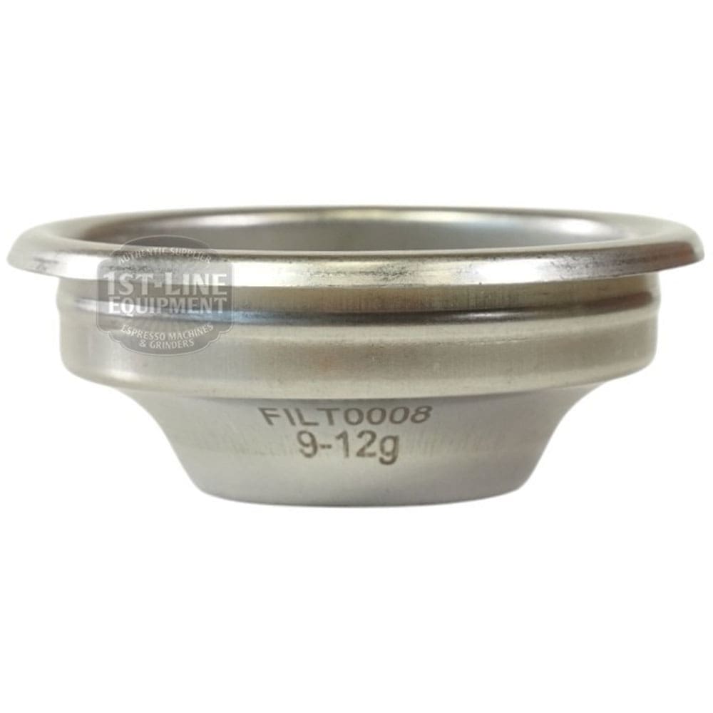 The Torre FILT0008 Peppina Premium Pack 1-cup Filter Basket is a stainless steel filter with a 9-12g capacity, perfect for holding coffee grounds in your espresso machine. © 2025 1st-line.com