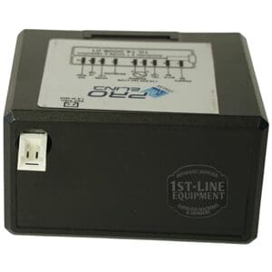 The Torre LIV11502 Control Board for Mariuccia by Pro.El.Ind features a labeled top diagram, front-facing white connector port, and 1st-Line Equipment authenticity sticker—ideal for espresso machine repairs. © 2025 1st-line.com