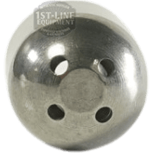 The Torre SPRU0002 4-hole Steam Tip with Gasket, a shiny metallic sphere with four evenly spaced holes, is shown against a white background. A faint 1st-Line Equipment watermark appears at the top. © 2025 1st-line.com