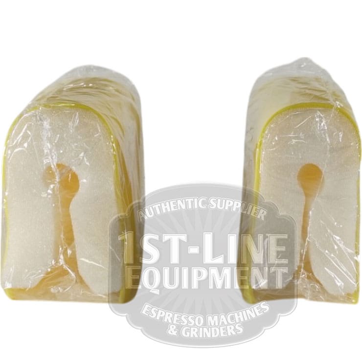 Two Spokj Steam Tube Cleaning Sponge Kit sponges, wrapped in plastic and placed upright with flat sides forward. Ideal for steam tube cleaning. A transparent 1st-Line Equipment logo watermark appears at the bottom center. © 2025 1st-line.com