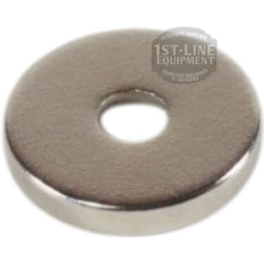 A close-up of the Stone A899906159 Slab Magnet, sized 12x2 mm, with a smooth metallic finish and a central hole, displayed on a white background. The watermark “1ST-LINE EQUIPMENT” is visible. © 2025 1st-line.com