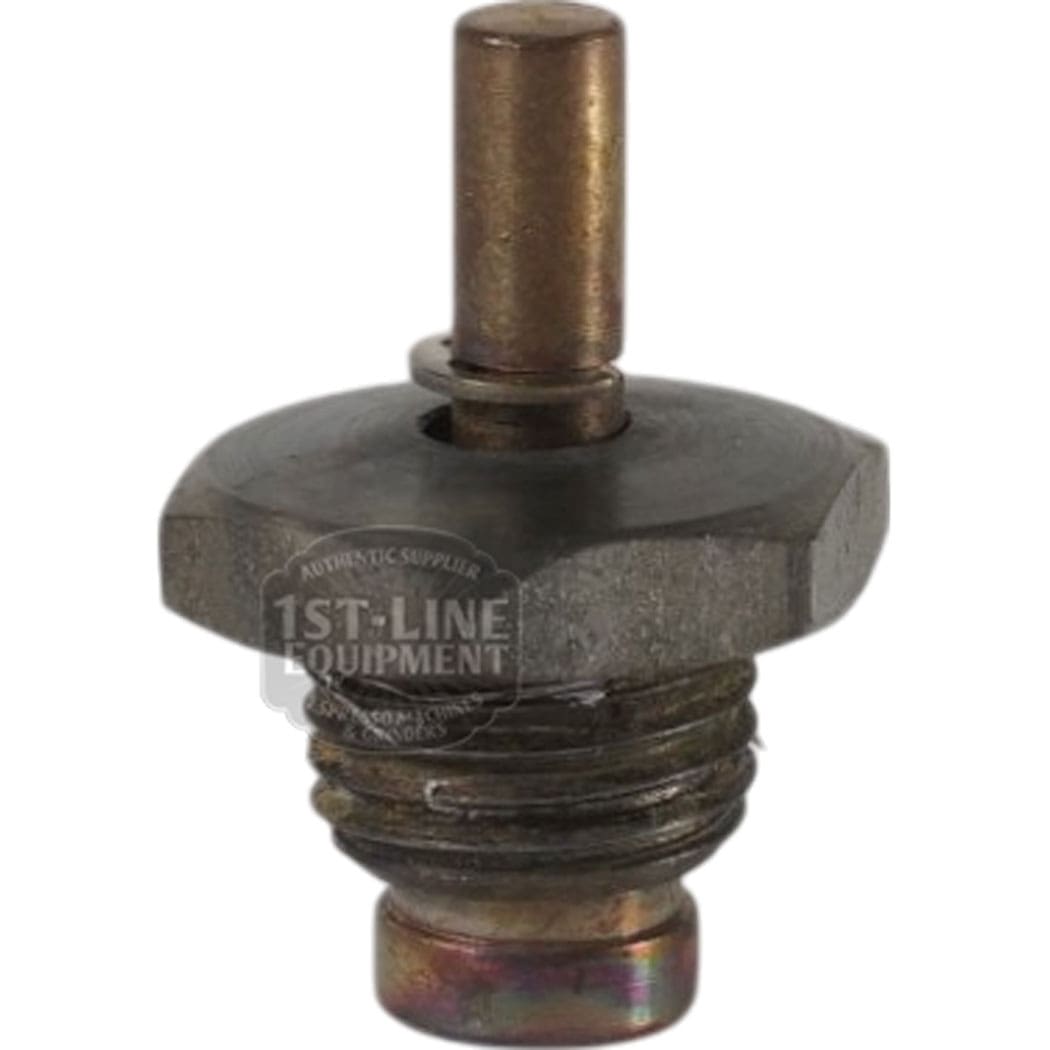 A close-up of the VBM VALVSFME 1/4 Bleeder/Vacuum Breaker Valve - USED shows its metal, cylindrical shaft and threaded base with 1st-Line Equipment faintly visible, all set against a white background. © 2025 1st-line.com