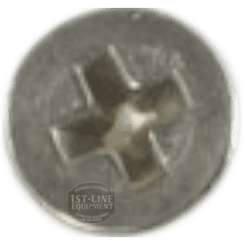 A close-up view of the Ascaso SP.101 Stainless Steel Screw M3x8 mm, showcasing its silver finish and cross-shaped Phillips head slot. © 2025 1st-line.com