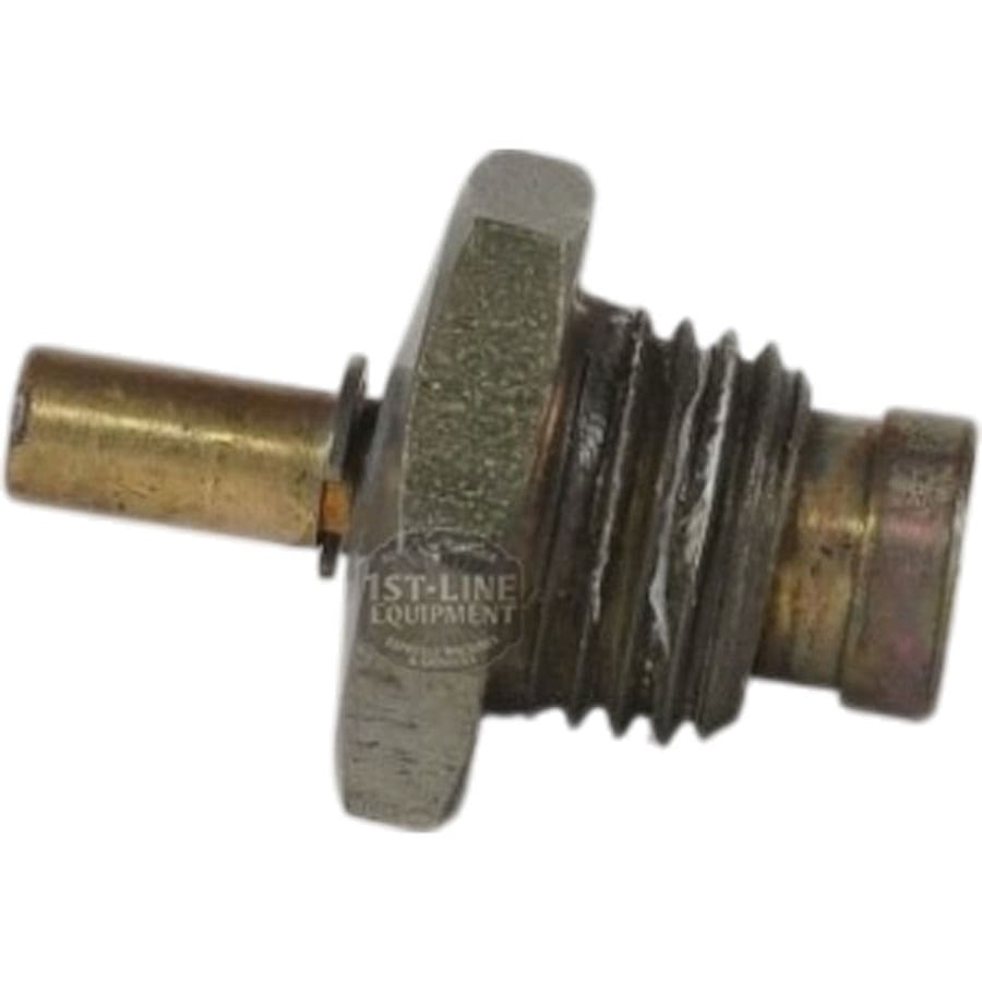 Close-up of a VBM VALVSFME 1/4 Bleeder/Vacuum Breaker Valve - USED, featuring a threaded section, hexagonal tightening nut, and cylindrical brass tip. © 2025 1st-line.com