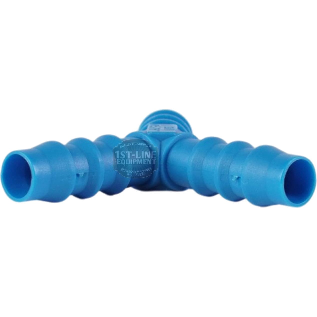 The 1st-line V323K Y-Pipe 8x8x8 mm is a blue plastic connector with three ribbed ends in a Y-shape, ideal for attaching hoses or tubing in 1st-line applications. © 2025 1st-line.com