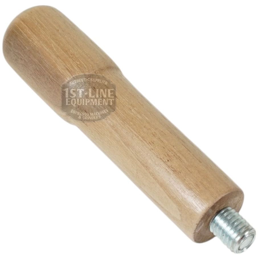 The Torre MANP0006LW Light Wood Filterholder Handle has a rounded wooden top and threaded metal screw, ideal for securely attaching to your filterholder. © 2025 1st-line.com