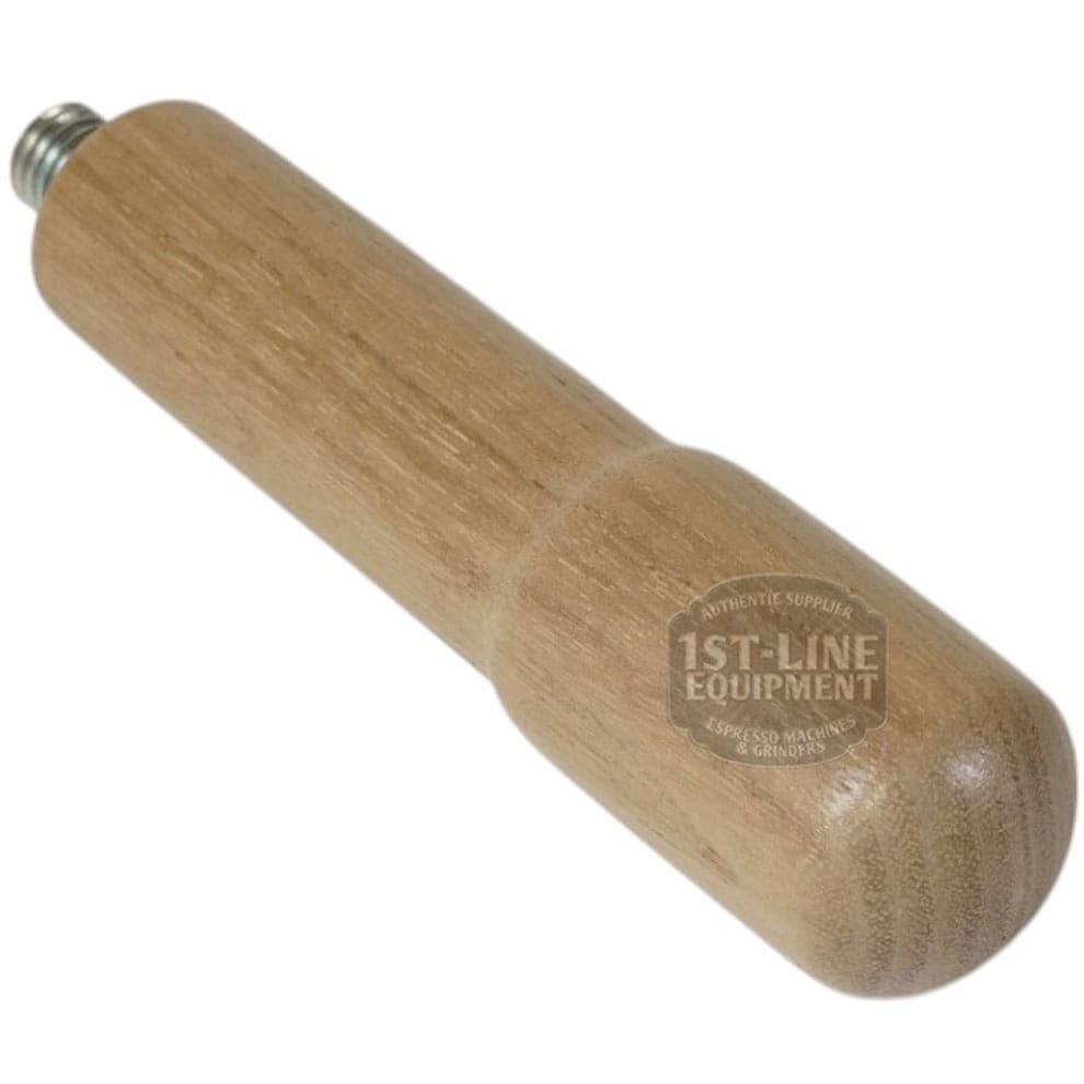 The Torre MANP0006LW Light Wood Filterholder Handle is a light brown, cylindrical handle with a rounded end and a metal screw at the opposite end, shown against a white background. © 2025 1st-line.com