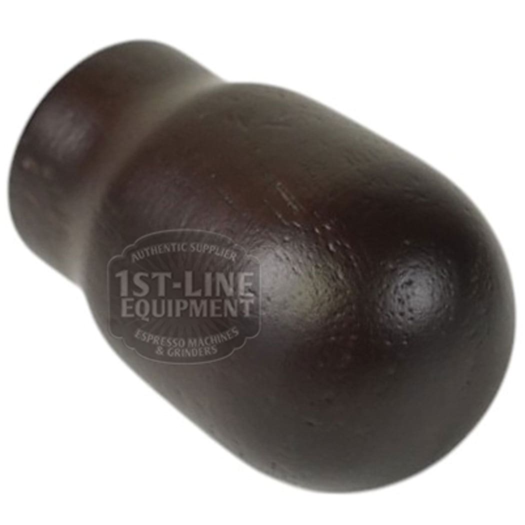 The Torre MANP0010 Dark Wood Flow Control Handle is a bullet-shaped, dark brown replacement knob, likely for espresso machines or grinders, shown textured on a white background with a faint 1st-Line Equipment watermark. © 2025 1st-line.com
