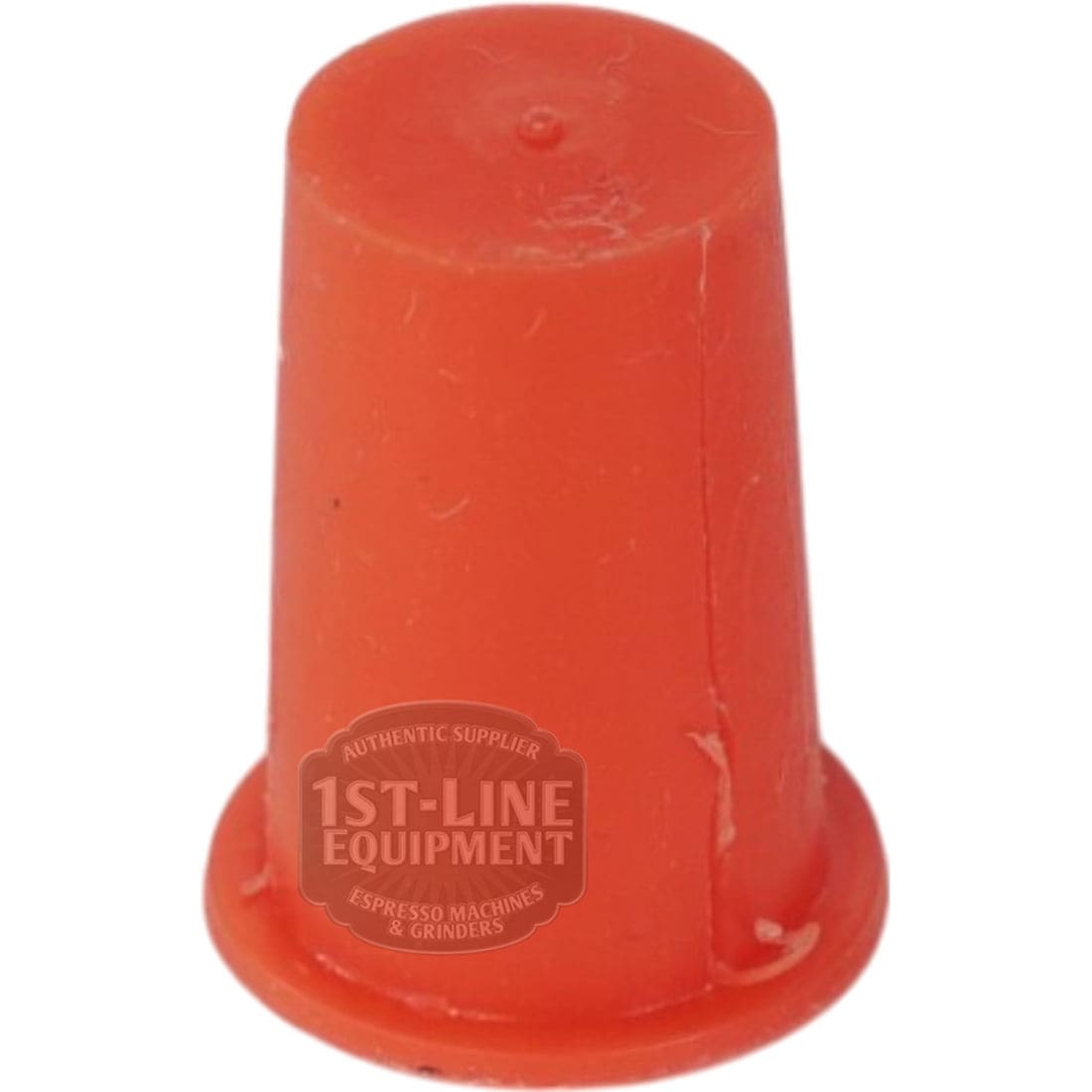 A red, conical Lelit 3700075R Water Tank Guide Cup with a flared base stands upright on a white background, showcasing its subtly textured surface and minor imperfections. © 2025 1st-line.com