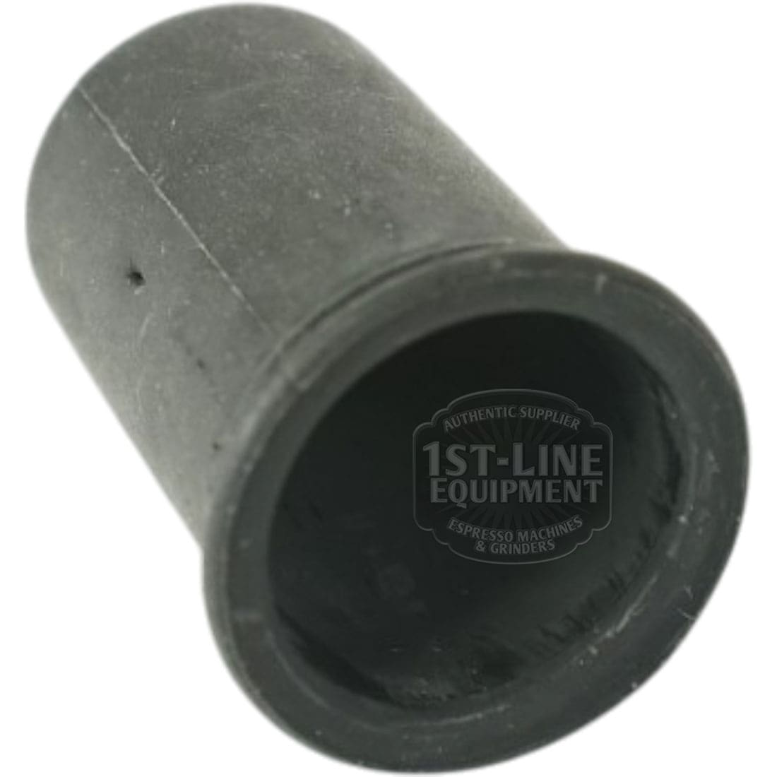 Close-up of the Lelit 3700075B Water Tank Guide Cup in black, a cylindrical rubber stopper with a smooth build and flared open end, shown against a white background. © 2025 1st-line.com