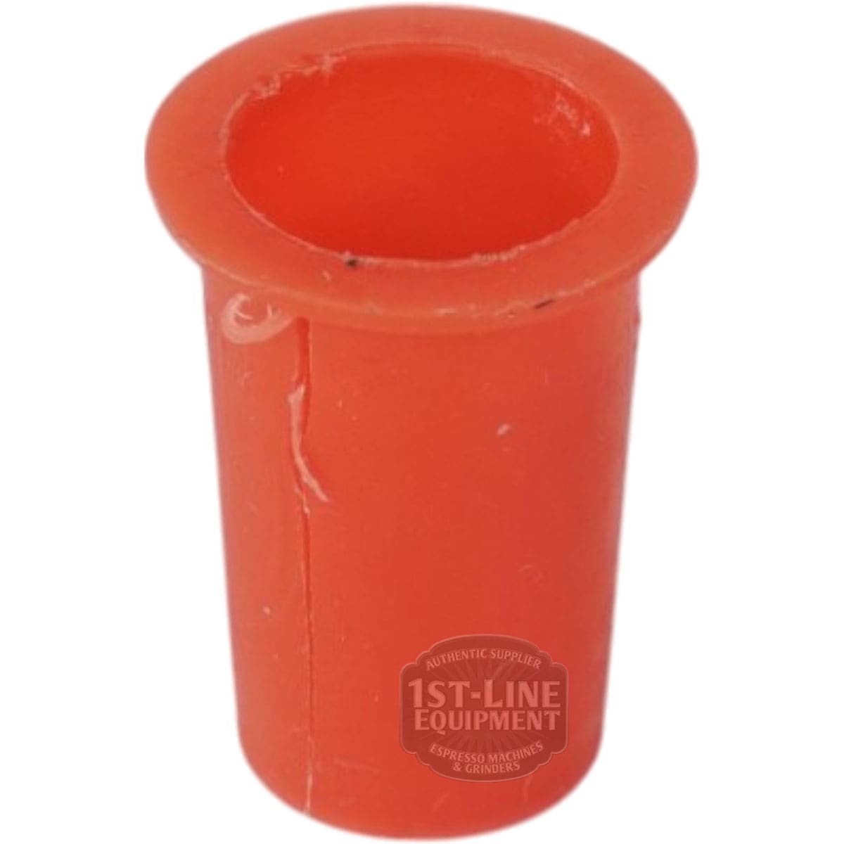 The Lelit 3700075R Water Tank Guide Cup is a small, cylindrical red rubber cup with a flared top edge, shown against a white background. © 2025 1st-line.com
