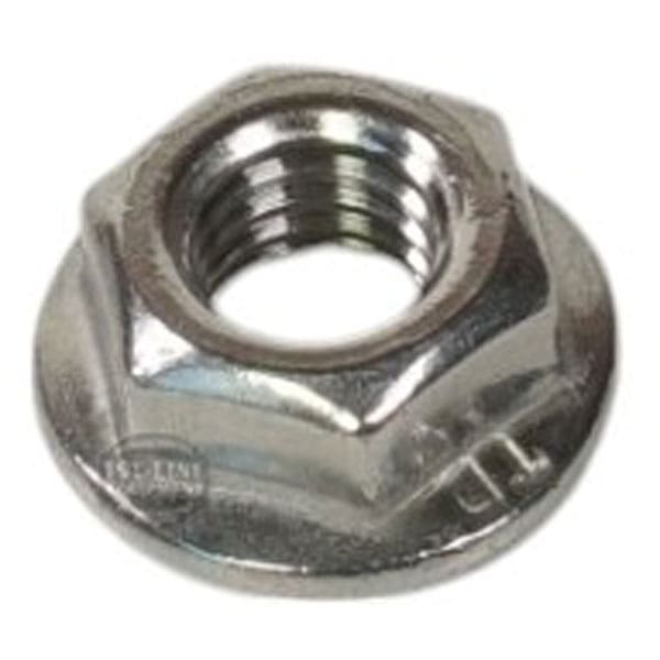 A close-up of the Lelit 9200019 Stainless Steel Nut M6, featuring a threaded hole and shiny finish on a white background—ideal for precise Lelit espresso machine repairs. © 2025 1st-line.com