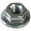 Close-up of a Lelit 9200012 Stainless Steel Nut M3 with a hexagonal flange and threaded center for fastening. The wide, flat base enhances stability. Image includes a 1st Line Equipment watermark. © 2025 1st-line.com