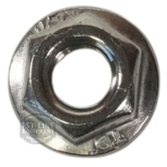 Close-up of the Lelit 9200019 Stainless Steel Nut M6, featuring a built-in washer, reflective surfaces, and engraved rim markings—crafted for durability and precision. © 2025 1st-line.com