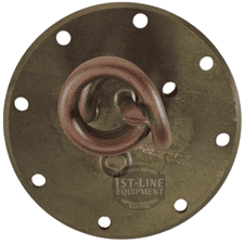 The Elektra 04.05266.00.42 110V flanged heating element for Microcasa has a round brass plate with eight edge holes and a central spiral metal spring, labeled 1st-Line Equipment. Compatible with Elektra 110V Microcasa machines. © 2025 1st-line.com