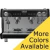 The Gaggia Vetro 2 Group Tall Cup Commercial Espresso Machine features dual group heads, steam wands, and a reflective front panel for tall cup use. A yellow overlay in the bottom right reads More Colors Available. © 2025 1st-line.com