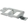 The Lelit 1100031 LCC Support Plaque is a metal mounting bracket with a small screw, two rectangular cutouts, and angled edges for securing components in Lelit machines. © 2025 1st-line.com