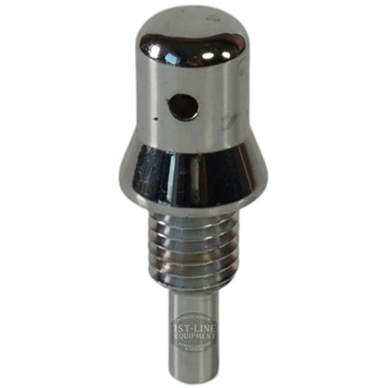 The Lelit 2200094 Discharge Fitting M10 is a chrome-plated, cylindrical steam wand tip with a rounded top and single small hole, designed for seamless compatibility with espresso machines. © 2025 1st-line.com