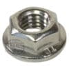 The Lelit 9200019 Stainless Steel Nut M6 is a metallic hexagonal flange nut with internal threading, ideal for securing bolts and offering a wide bearing surface for durable, reliable performance. © 2025 1st-line.com