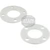 Two white, circular Ponte Vecchio G8099 Boiler Plated -> Grouphead Gaskets, each with four evenly spaced holes around a central hole, are placed on a white background, one slightly above the other. © 2025 1st-line.com