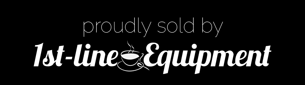 White text on a black background reads proudly sold by 1st-line Equipment, with a steaming coffee cup graphic replacing the dot in the letter i in Equipment—highlighting our dedication to the VBM Brand. © 2025 1st-line.com