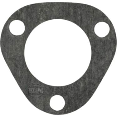 The Nuova Ricambi 700863 Heating Element Gasket is a flat, dark gray, triangular gasket with a large central hole and three smaller holes near each corner, designed for heating element installation.