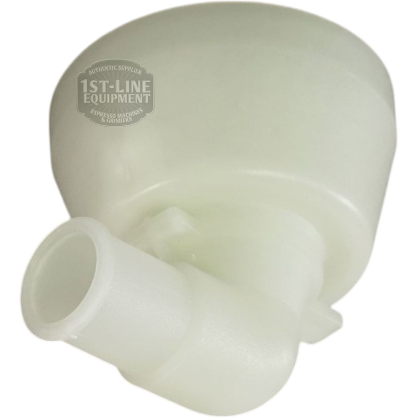 The Nuova Ricambi 632932 Tank Drain Cup, made of opaque white plastic with a round top and angled spout, is shown on a white background. The part number appears faintly as a watermark from 1st-Line Equipment. © 2025 1st-line.com