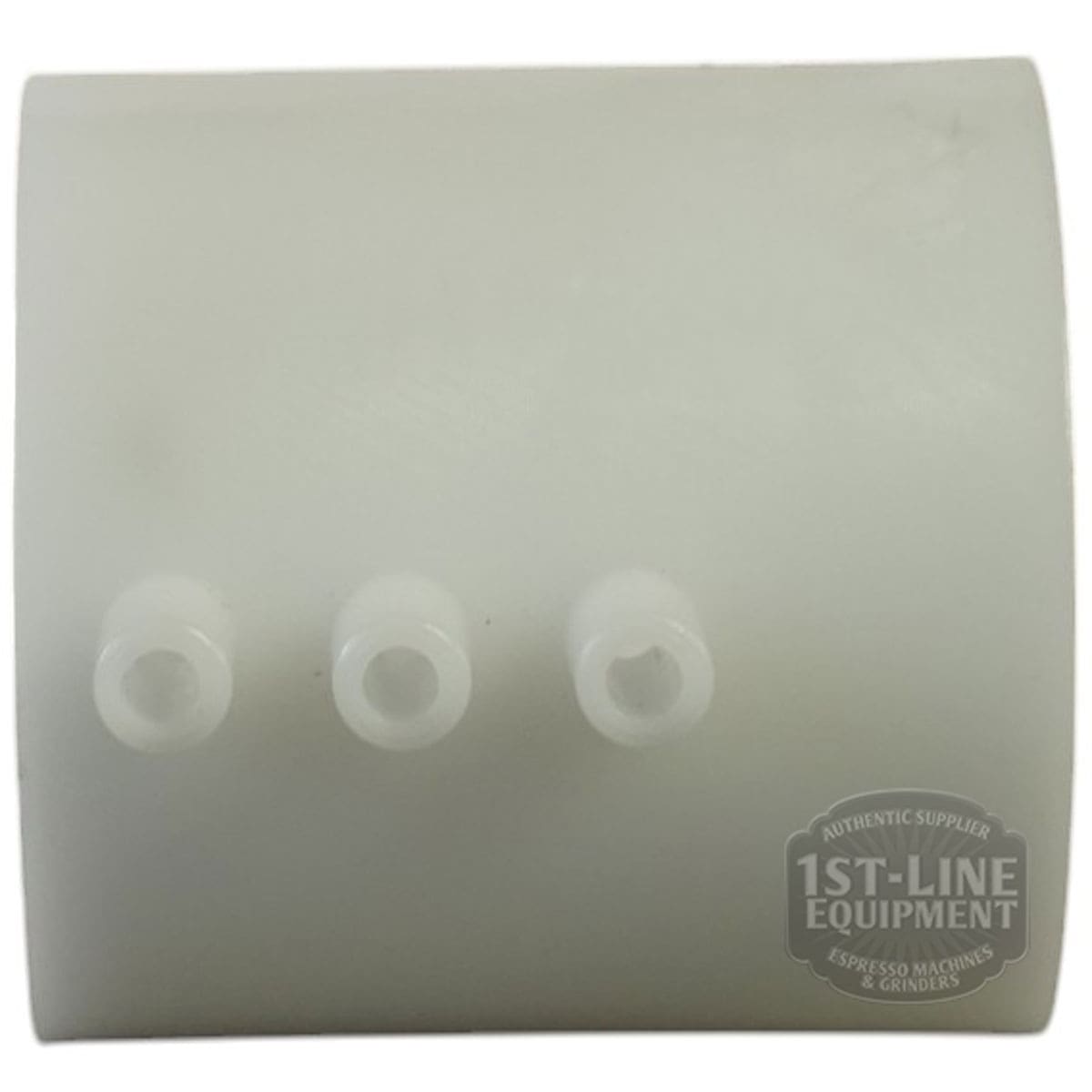 The ROCKET A439904347 Tank Receiver Manifold is a white plastic part with three evenly spaced small nozzles. The ROCKET A439904347 logo appears in the lower right corner, alongside the 1st-Line Equipment brand. © 2025 1st-line.com