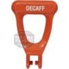 The Bunn 26684.0001 Orange Faucet Handle labeled "Decaff" in white text is shown against a white background.
