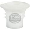 The Bunn 28067.0000 Auger Drive Shaft Bushing is a white, cylindrical plastic replacement part with ridges and flared top for espresso machines; 1st-Line Equipment logo centered. Compatible with Bunn models, including 28067.0000.