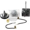 The Robertshaw 5500-134 Commercial Infinite Switch w/ Black Dial 120V includes a numbered black dial knob, square timer mechanism (120V), mounting hardware, wiring harness, and yellow connector for easy assembly.