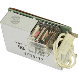 A close-up of the Bloomfield 8812-61 Timer (8 Minute, 120V, TBF-T1602-120T) shows its transparent cover, visible inner components, white connector wires, and metallic casing labeled TBF-T and 8706-17. © 2025 1st-line.com