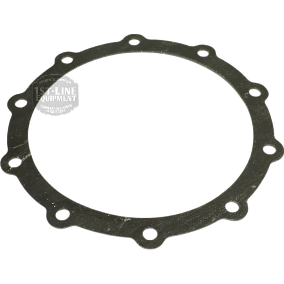 A round, flat black La Pavoni 361001 P-Series Boiler Gasket (235x200x3 mm) with eight evenly spaced holes for sealing machinery or La Pavoni equipment. The background is white. © 2025 1st-line.com