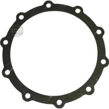 A round, flat black La Pavoni 361001 P-Series Boiler Gasket (235x200x3 mm) with evenly spaced edge holes, designed for sealing mechanical parts or fitting the La Pavoni 52mm 1-Cup Filter Basket/Cup - MILLENNIUM EDITION. © 2025 1st-line.com
