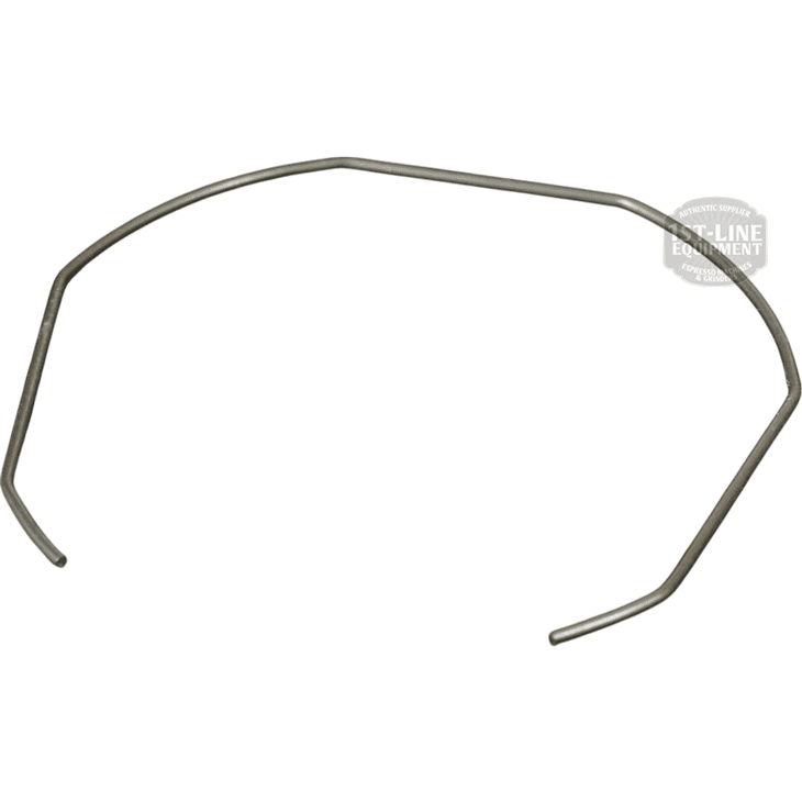 A thin, angled metal wire—the Nuova Ricambi 612143 Stainless Steel Filter Locking Spring 1mm Diameter—forms an irregular open frame, displayed against a white background. © 2025 1st-line.com