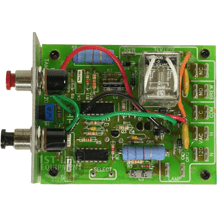 The American Metal Ware 530-007 Solid State Brew Timer is a green circuit board with resistors, capacitors, a relay, IC chips, and colored wires that connect red and black connectors. © 2025 1st-line.com